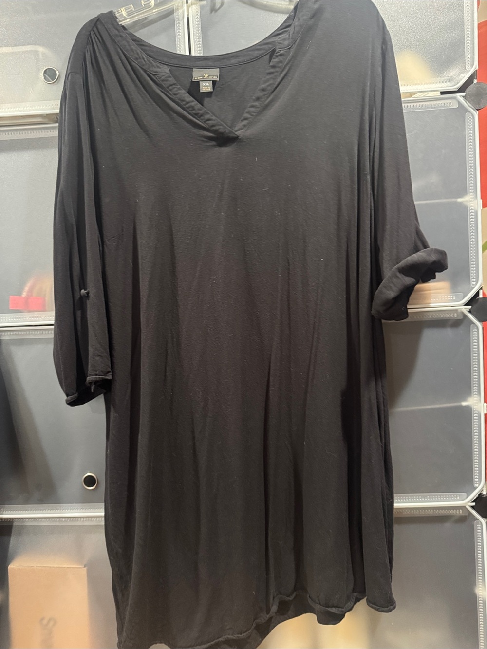 Worthington Black V-Neck Short Sleeve oversized dress